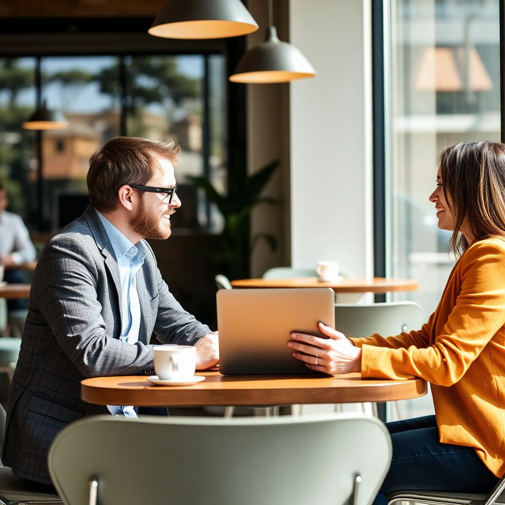 Two professionals in a mentoring conversation